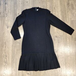 Vintage Reldan Wool blend Pleated Black Dress,sz Large